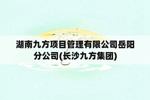 湖南九方项目管理有限公司岳阳分公司(长沙九方集团)