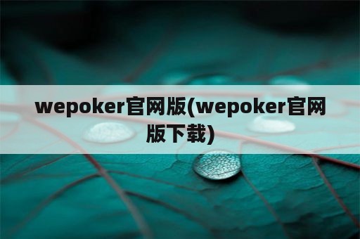 wepoker官网版(wepoker官网版下载)