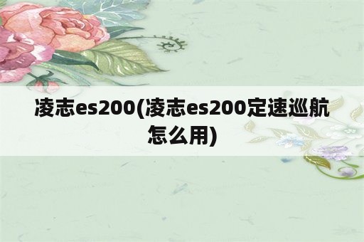 凌志es200(凌志es200定速巡航怎么用)